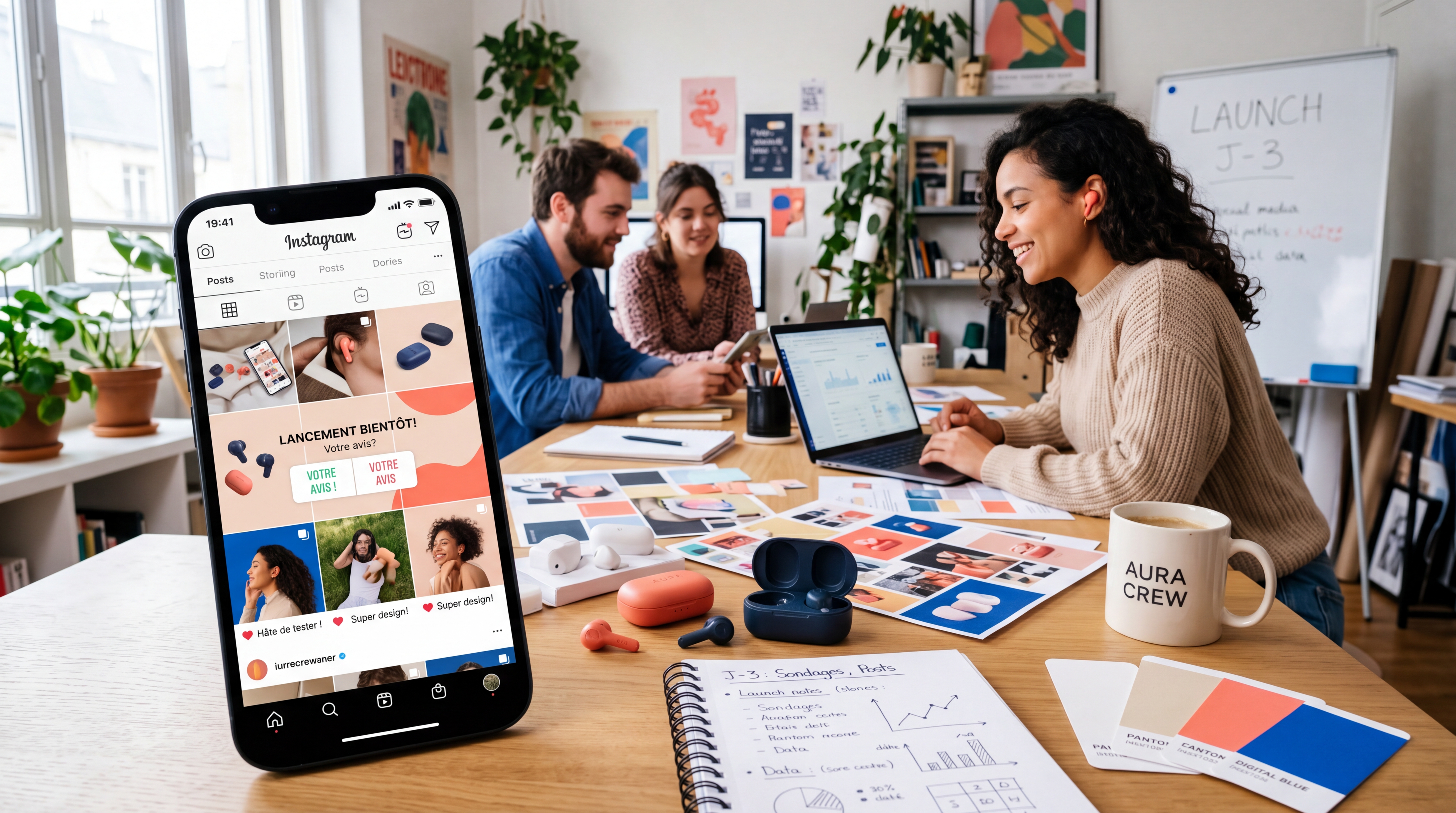 Exemple de calendrier éditorial pour promouvoir une collection print-on-demand sur les réseaux sociaux avant, pendant et après le lancement