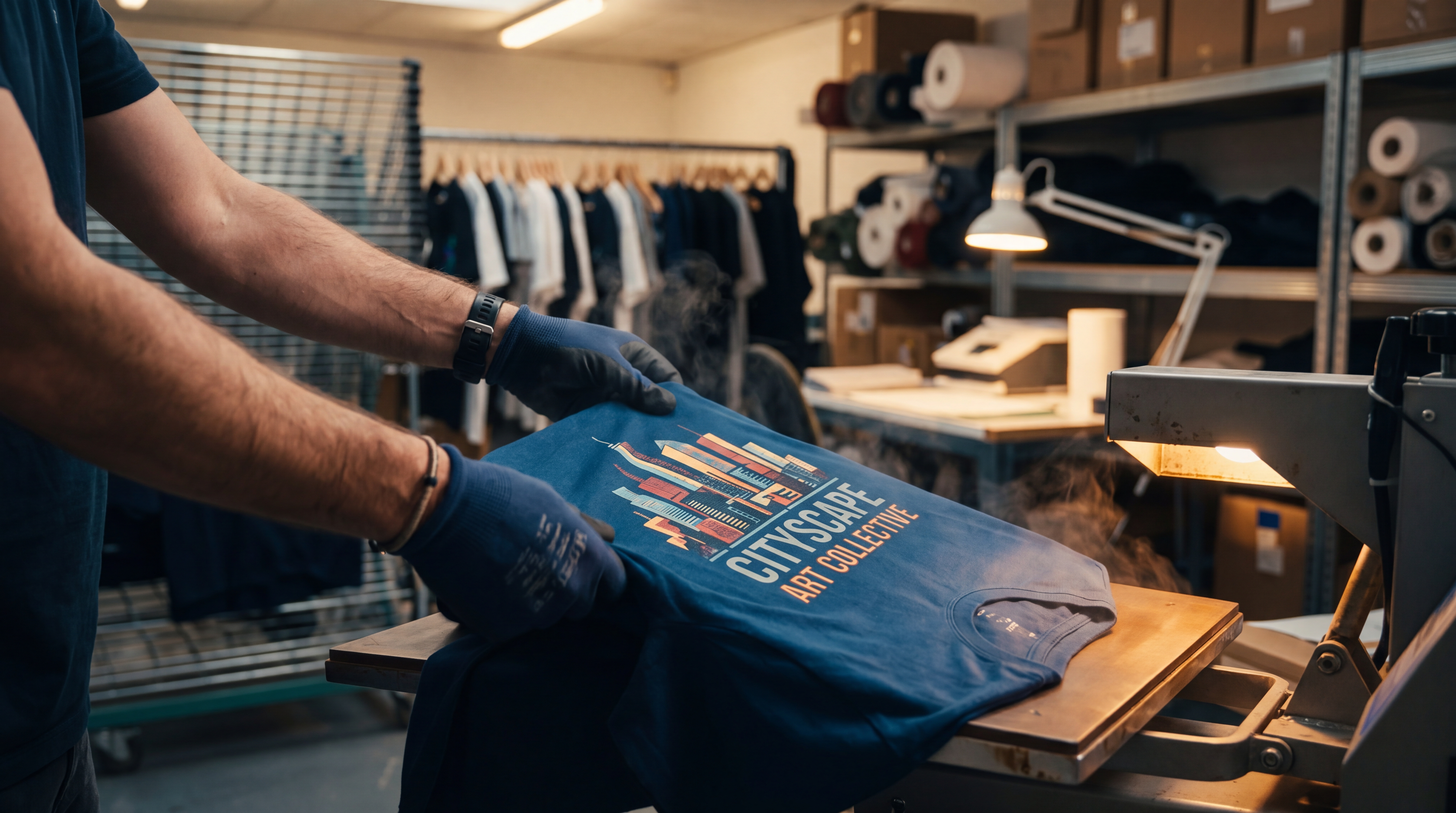 Schéma visuel montrant les trois étapes d’une commande print-on-demand : production, expédition et livraison au client final