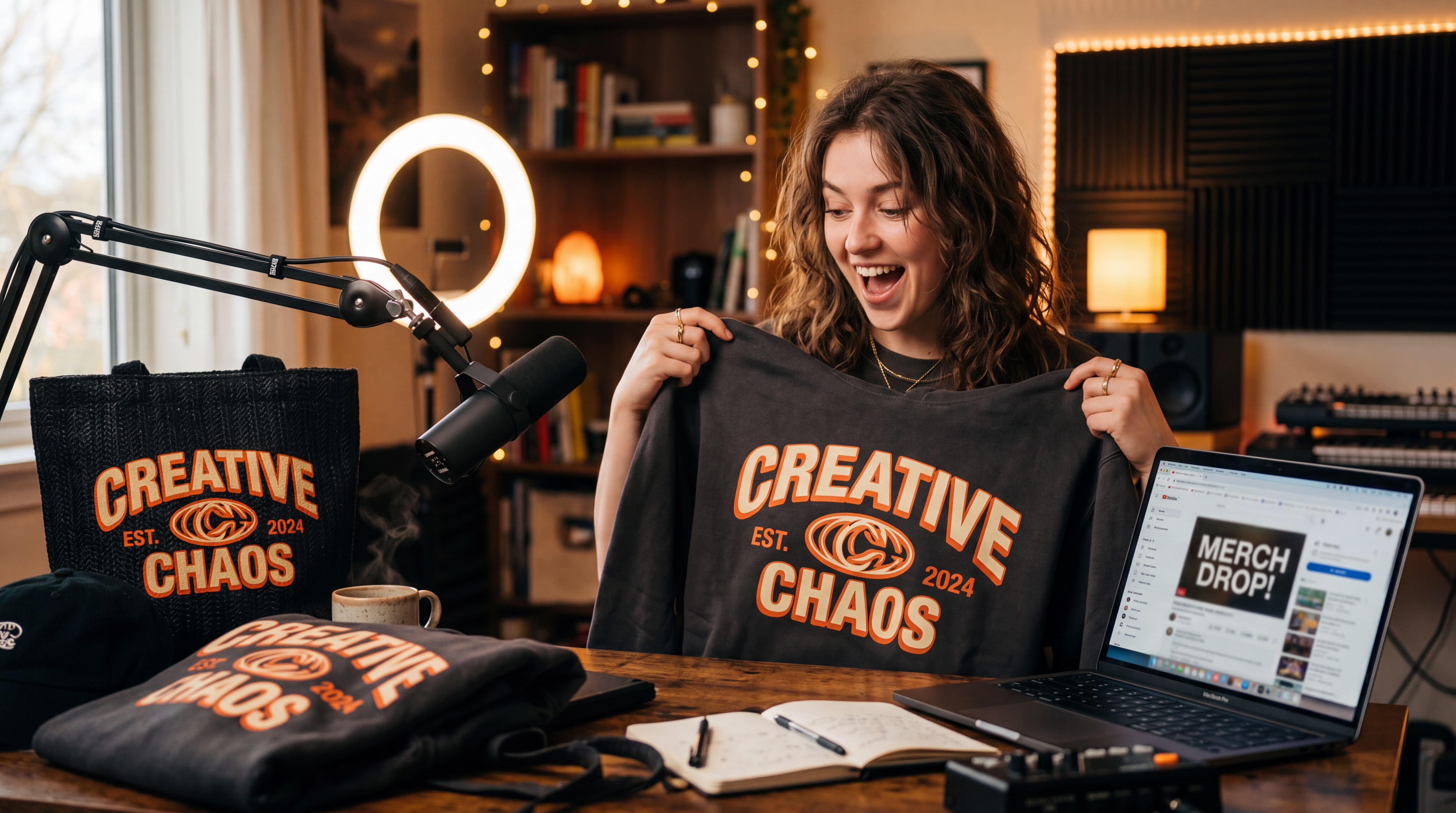 Mockups de t-shirts et hoodies personnalisables pour une boutique merch YouTuber