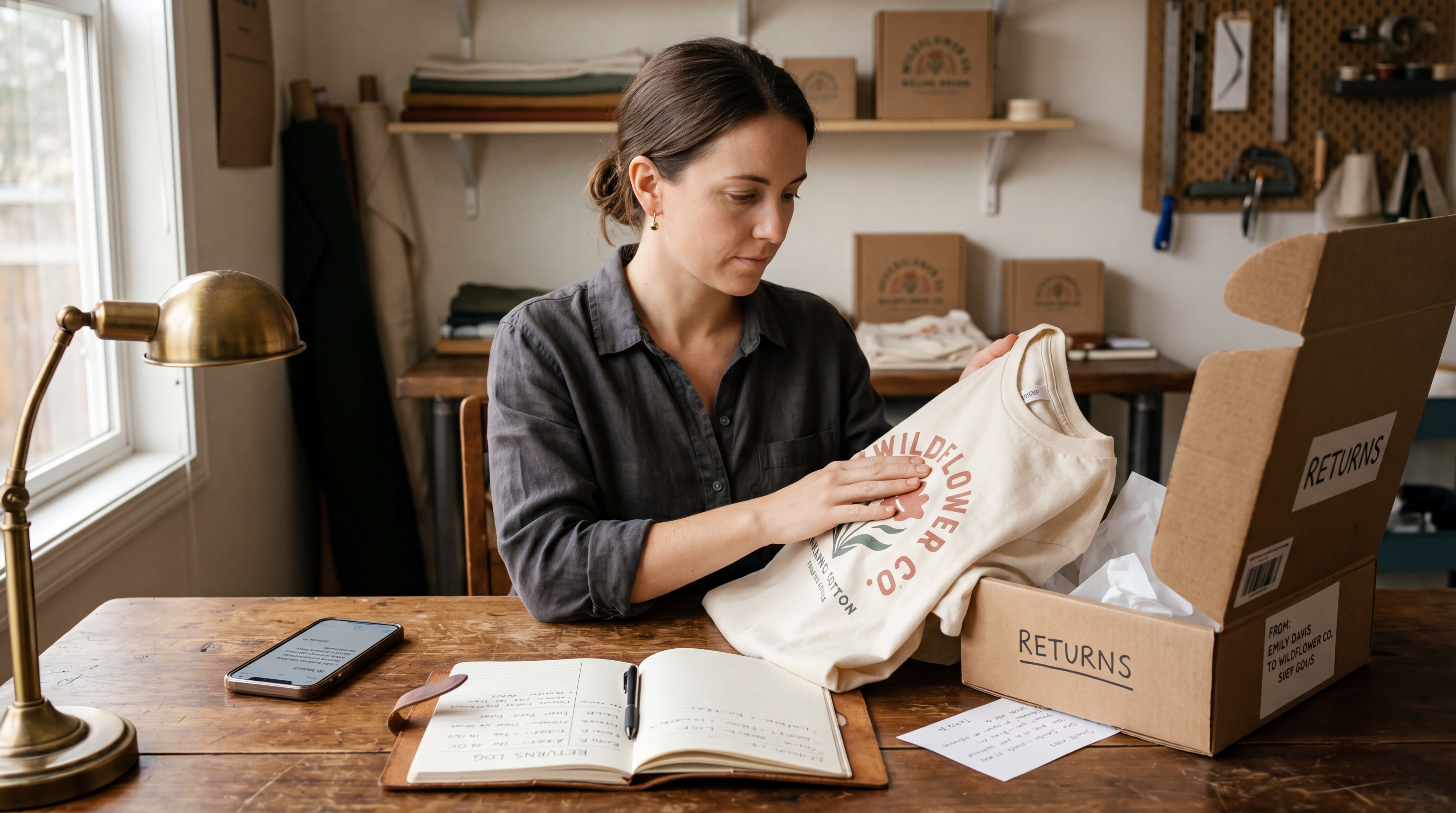 Schéma simple montrant les principales causes de retours en print-on-demand : taille, impression, livraison et personnalisation