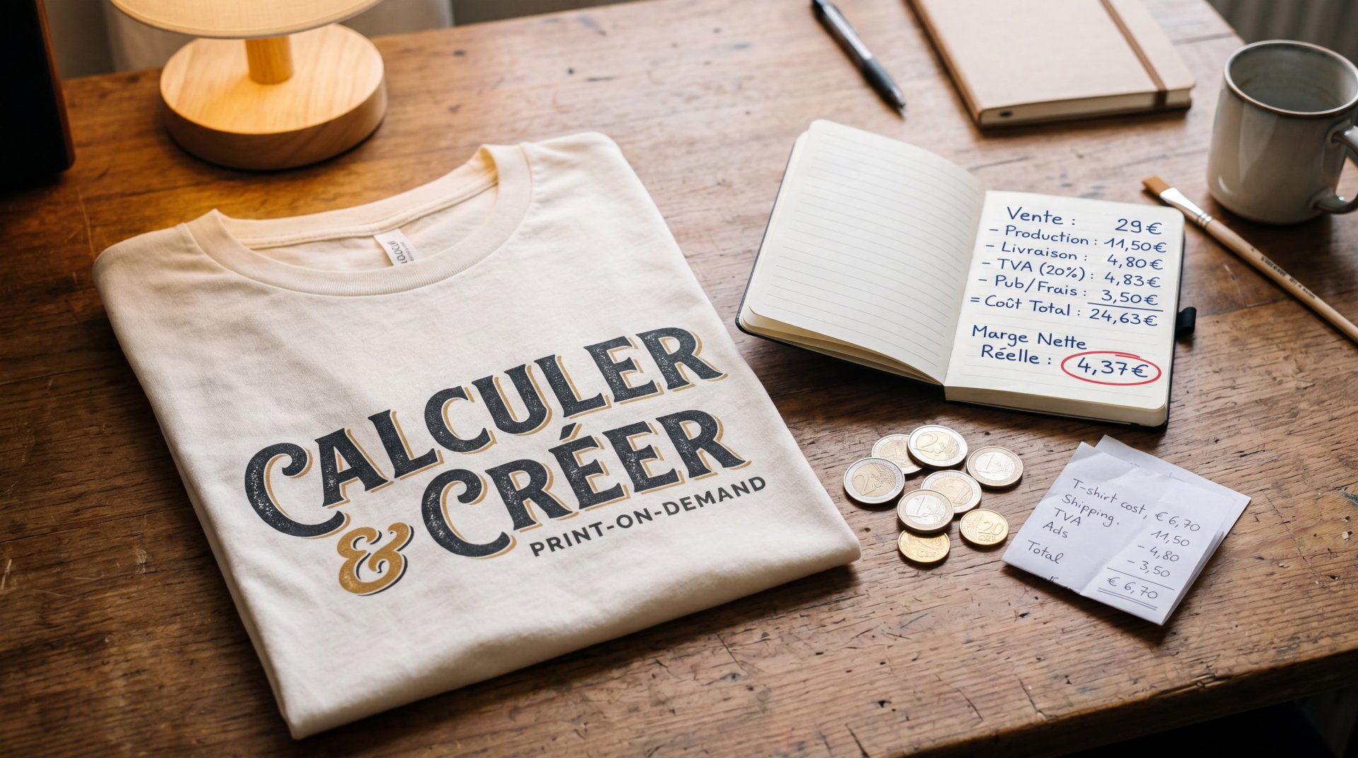Marge nette réelle sur un t-shirt print-on-demand vendu 29€ : le calcul complet